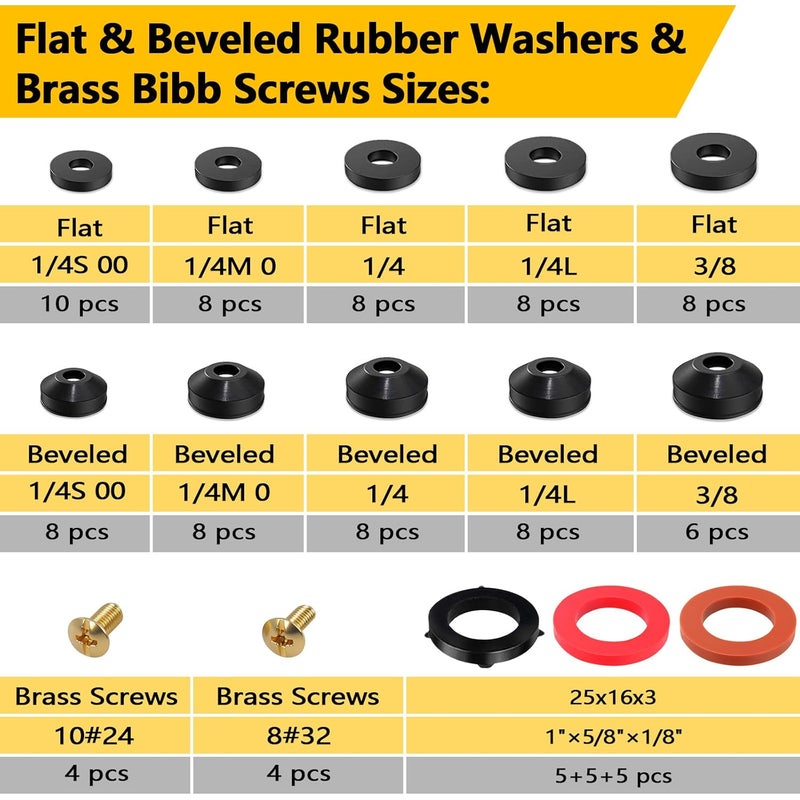 NBRINGO 258 PCS Faucet Washers Assorted Kit - 32 Sizes Plumbing Hose Bib Washer Repair Kit for Spigot Repair, Sink, Valve Stem, Hose Nozzle, Outdoor Faucet - Leak Repair - Image 2